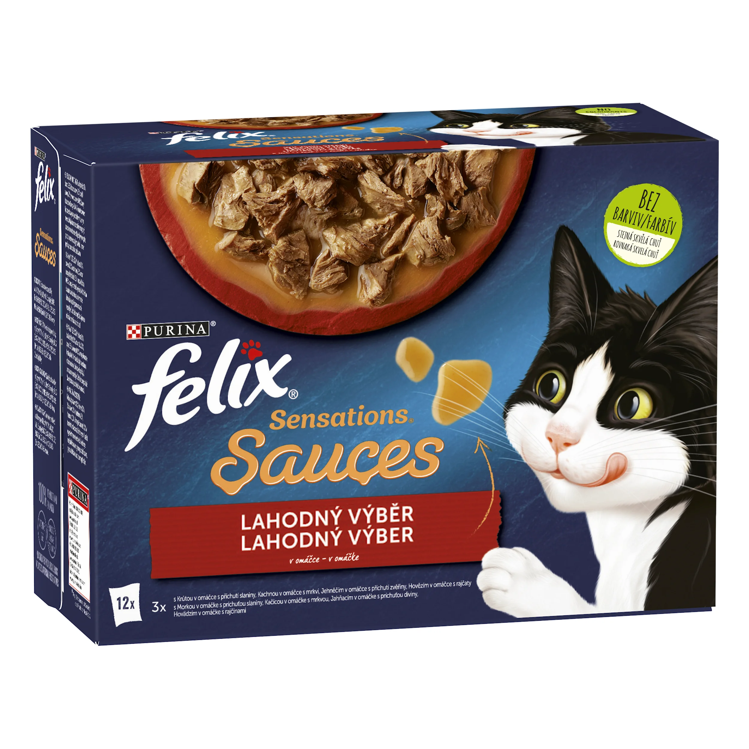 Felix Sensations Sauces kapsičky pre mačky hovädzie, jahňacie, morka, kačacie v omáčke 12×85 g 12×85 g, kapsičky pre mačky