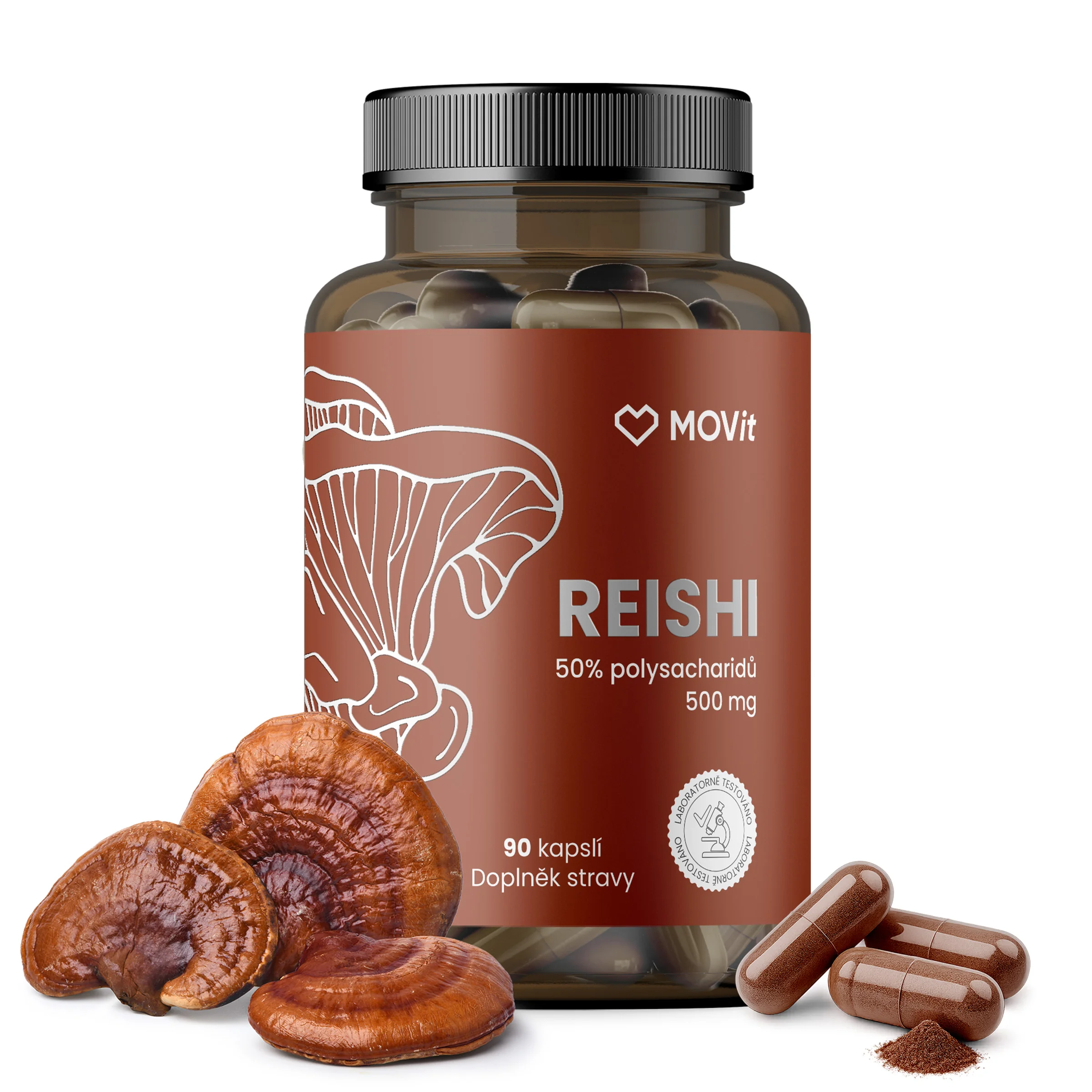 MOVit Reishi 50% polysacharidov 500 mg 90 cps