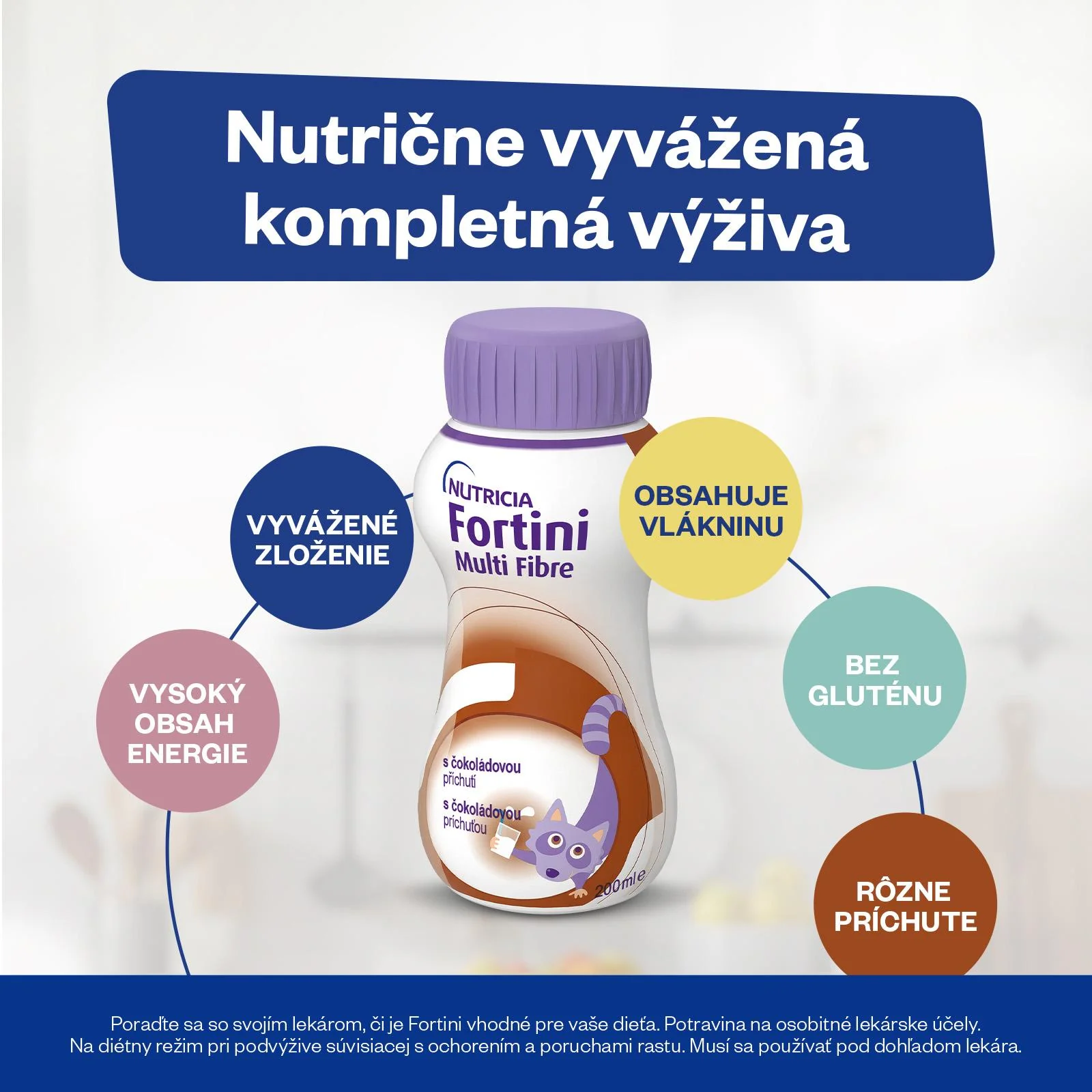 Fortini Multi Fibre s banánovou príchuťou 1×200 ml, tekutá výživa pre deti
