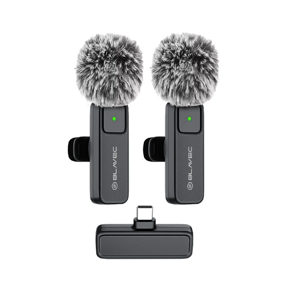 Blavec MK01 bezdrôtový lavalier mikrofón USB-C 2ks, čierny
