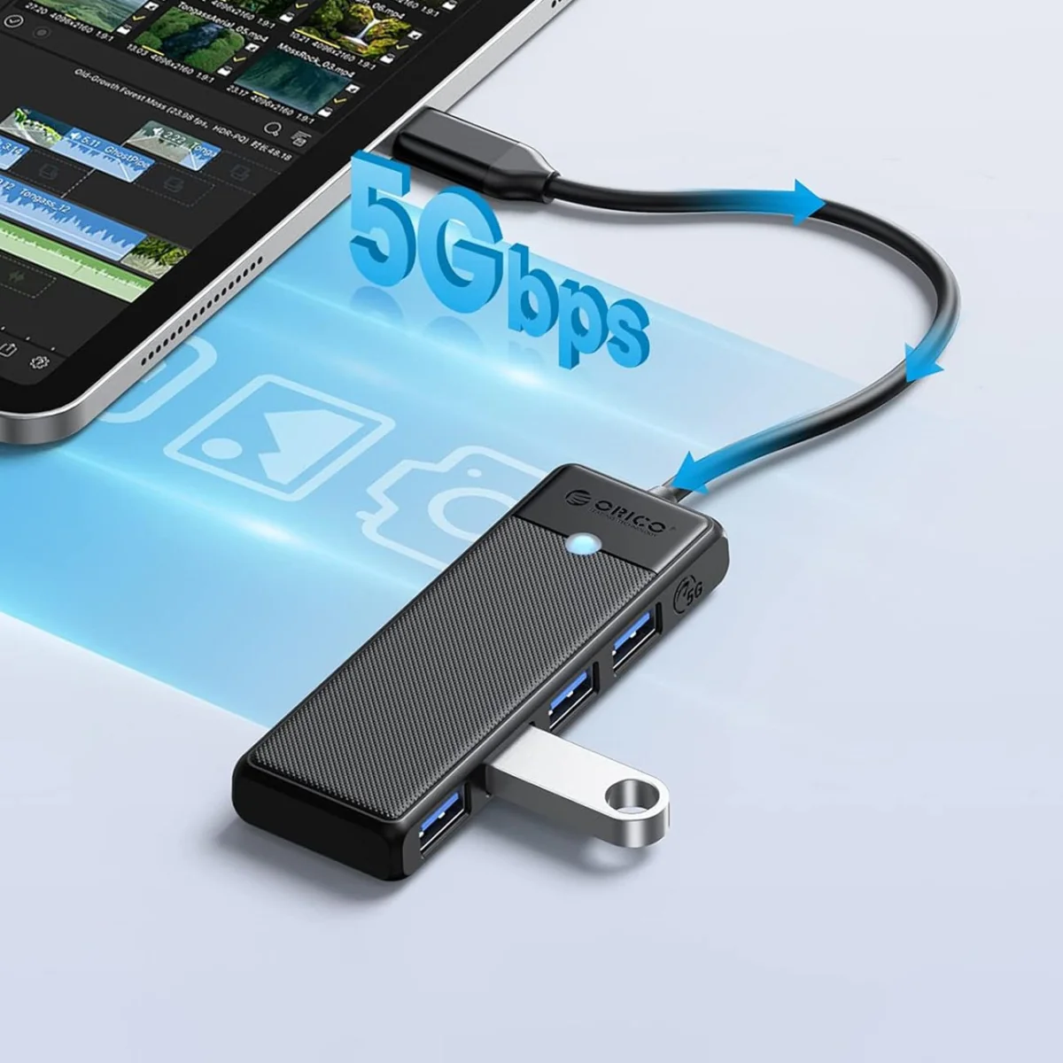 Orico PAPW4A-C3 USB-C HUB adaptér 4x USB 3.0 0.15m, čierny