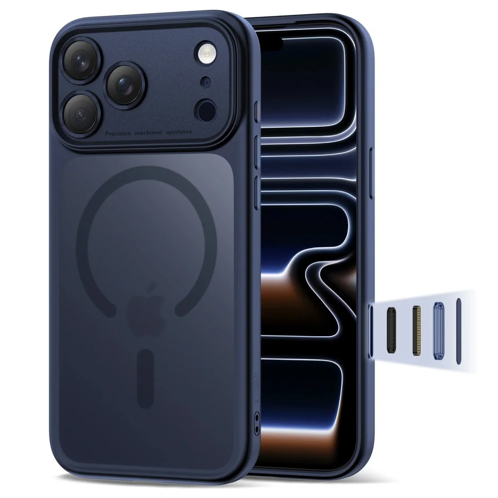 Tech-Protect MagPeak MagSafe CC kryt na iPhone 17 Pro, modrý