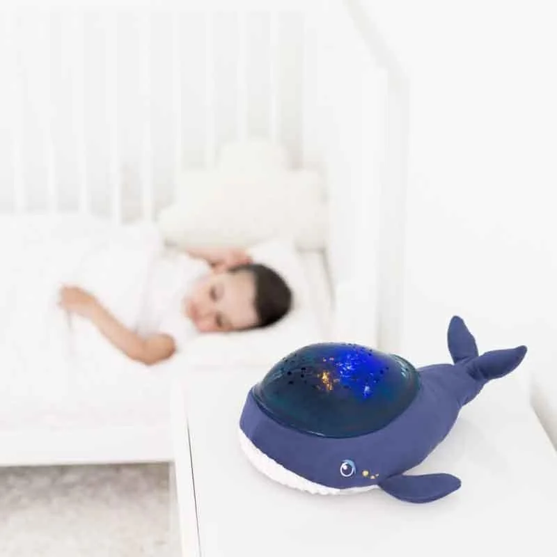 Magický LED projektor morského dna s melódiami a bielym šumom veľryba Aqua Dream