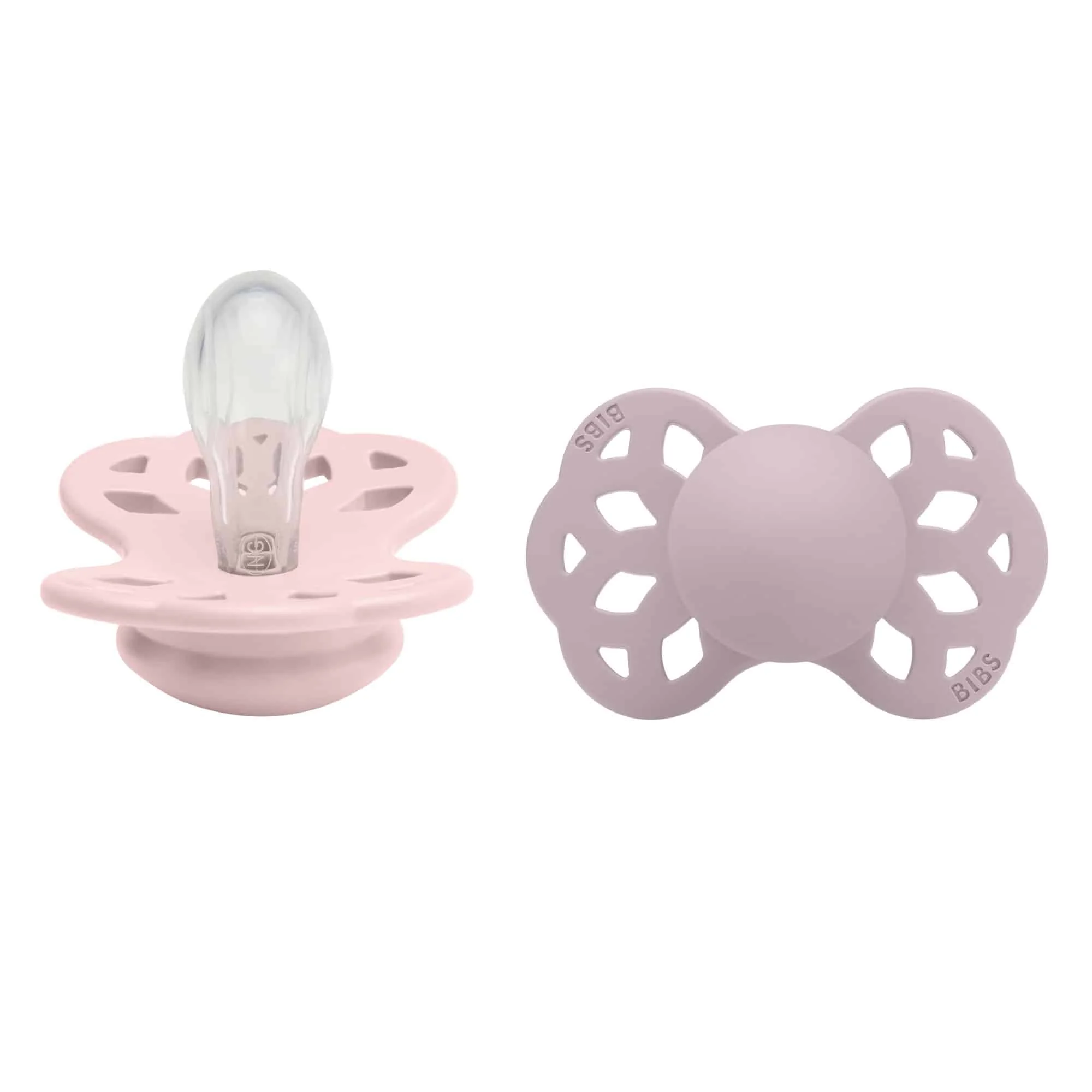 BIBS Infinity symetrické cumlíky zo silikónu 2ks veľkosť 1 - Blossom / Dusky Lilac