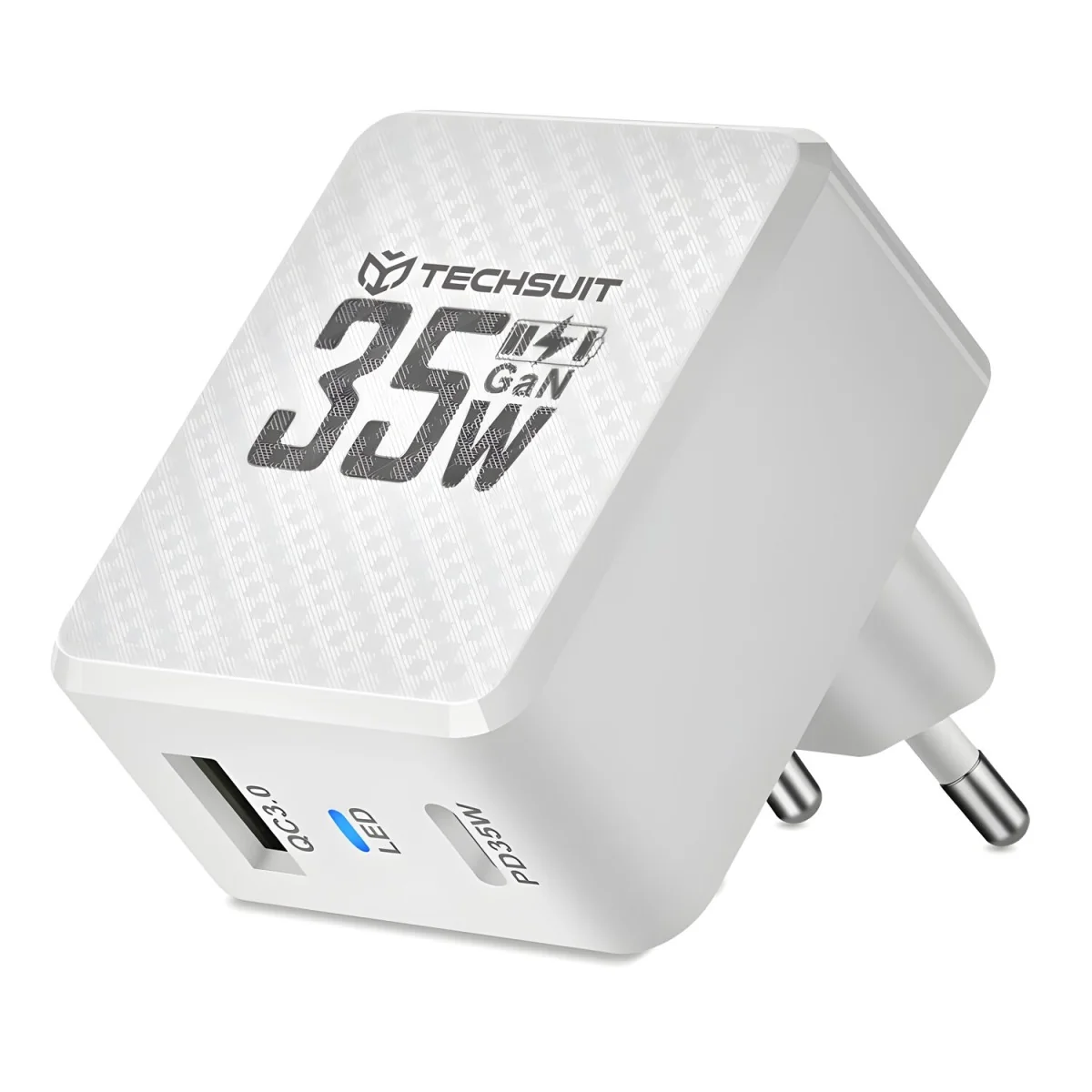 Sieťová Nabíjačka GaN, USB, Type-C, Rýchle Nabíjanie 1 x 1.75A, 1 x 18W, 48 x 42 x 60 mm