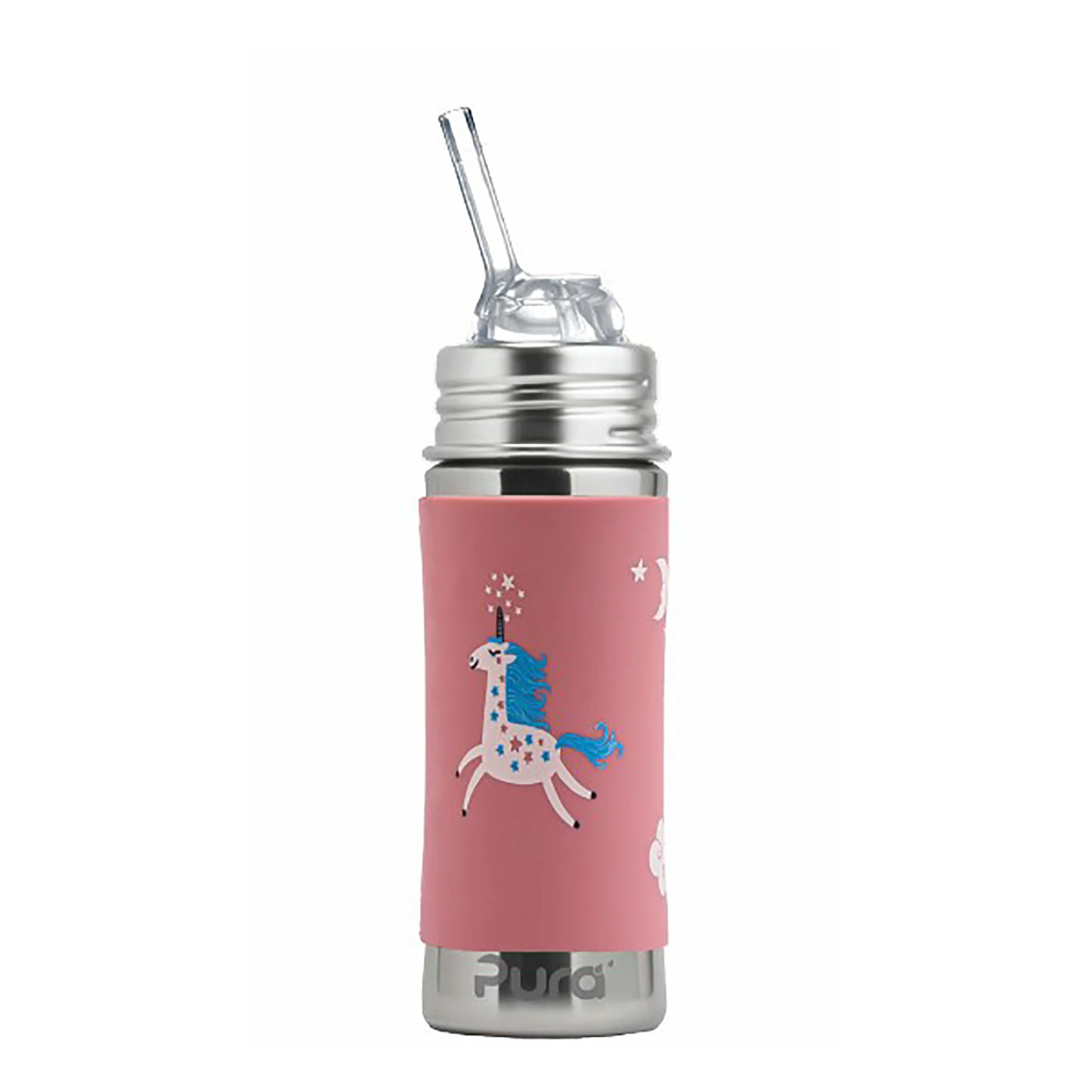 Pura nerezová fľaša so slamkou 325 ml - Aqua