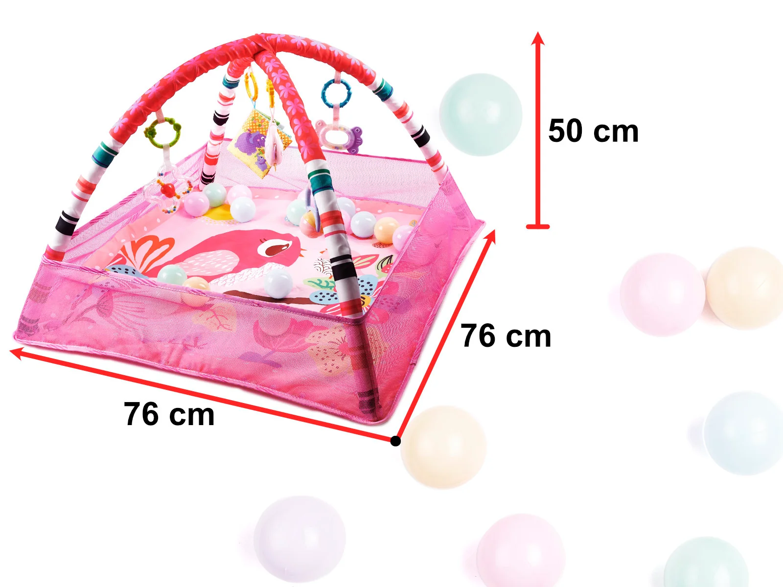 Deka na zem pre deti Activity GYM & FOLDABLE PLAY MAT FC042 ružová