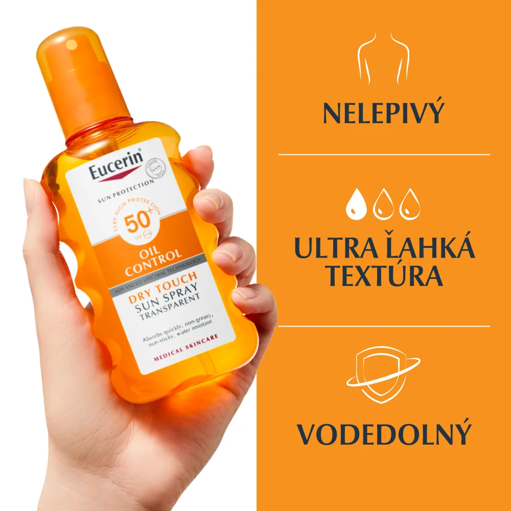 Eucerin SUN Transparentný sprej na opaľovanie Dry Touch OIL CONTROL SPF 50+ s veľmi vysokou ochranou, 200 ml 200 ml