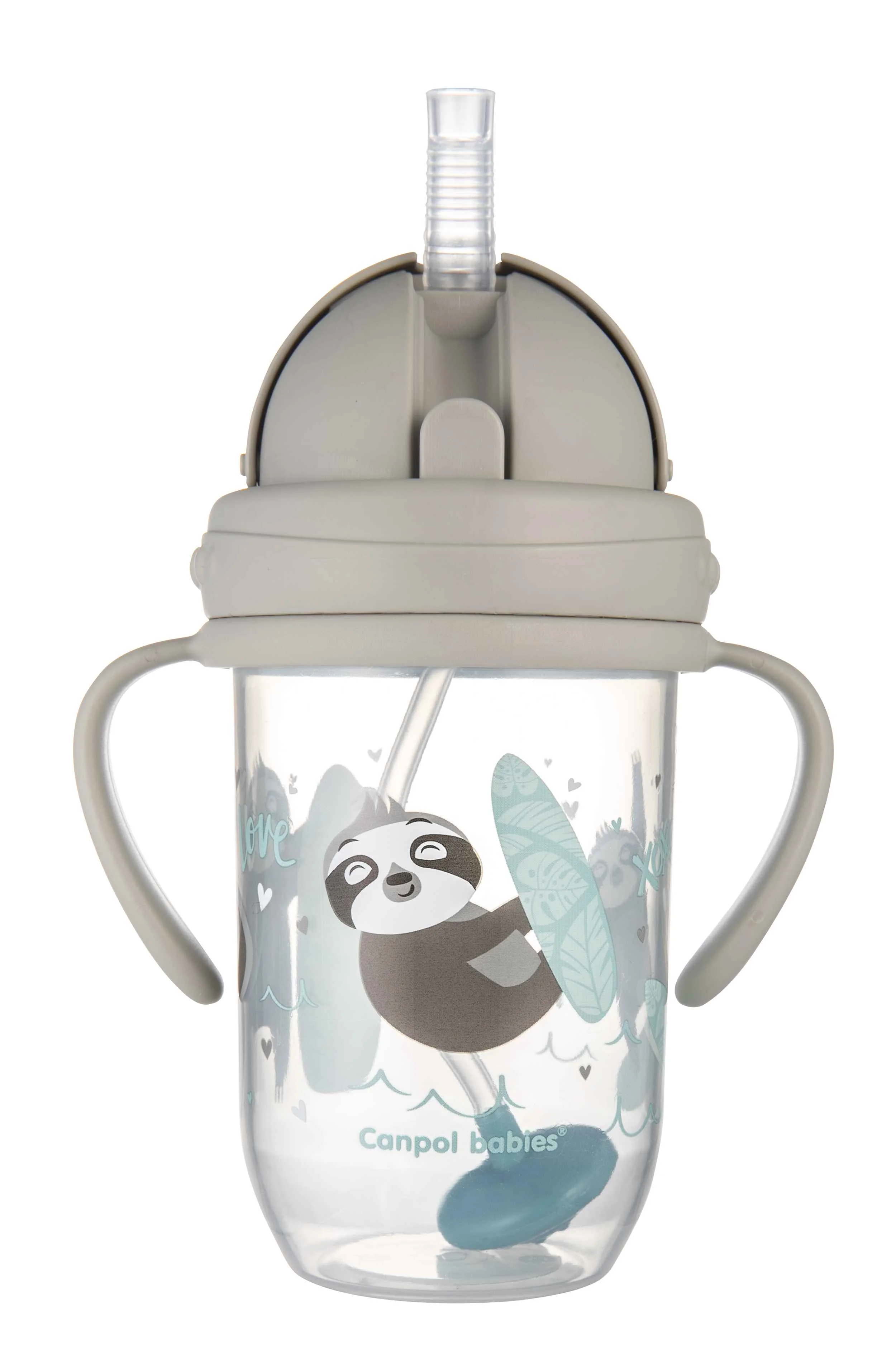 Netečúci hrnček so slamkou so závažím 270ml 6m+ Exotic Animals 1×1 ks, netečúci hrnček so slamkou