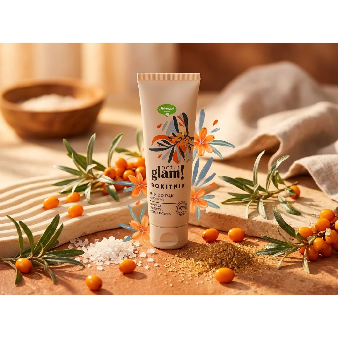 NaturGlam Rakytníkový krém na ruky 100 ml pre suchú pokožku