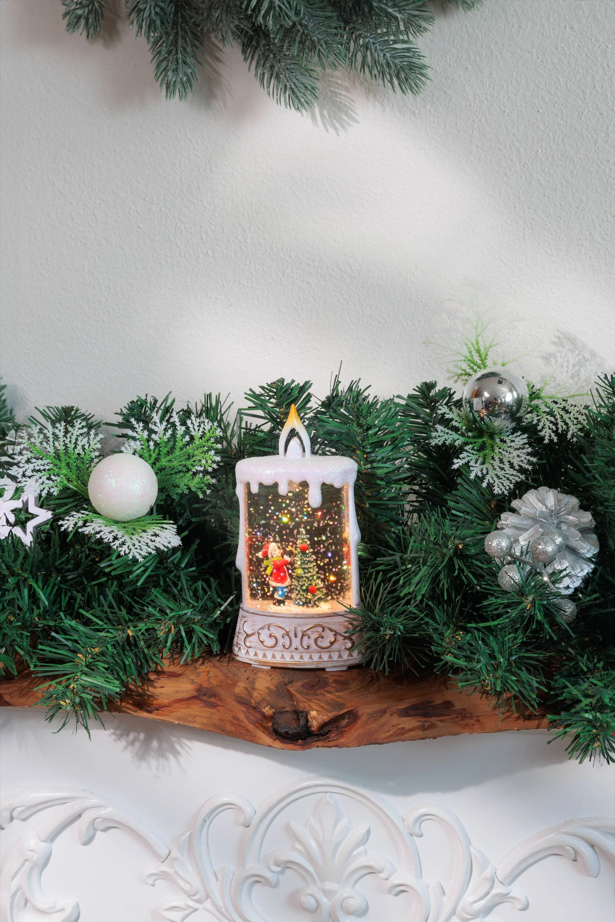 MagicHome vianočný LED lampáš Santa so stromčekom, balenie 12 ks Plast, 1 LED teplá biela, 8x4x15 cm, 2xAAA