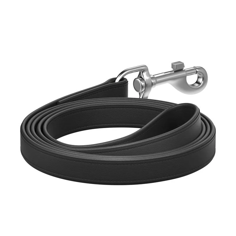 Ploché kožené vodítko s nápisom WAU dog čierne 122cm, šírka: 18 mm