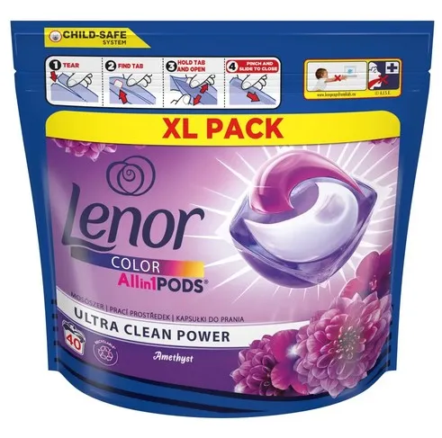 Lenor All-in-1 PODS Pracie Kapsuly, 40 Praní, Amethyst & Floral Bouquet