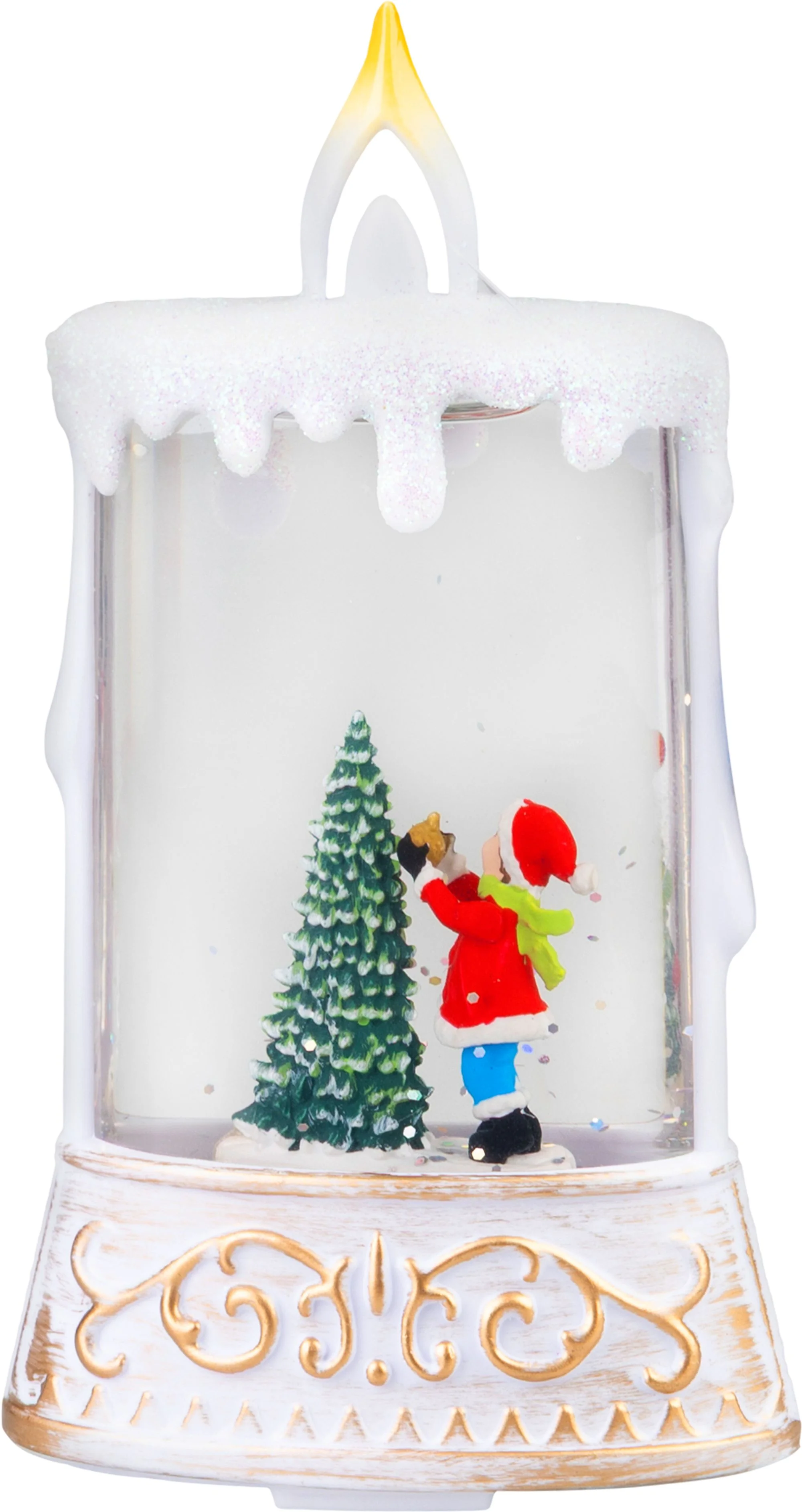 MagicHome vianočný LED lampáš Santa so stromčekom, balenie 12 ks Plast, 1 LED teplá biela, 8x4x15 cm, 2xAAA