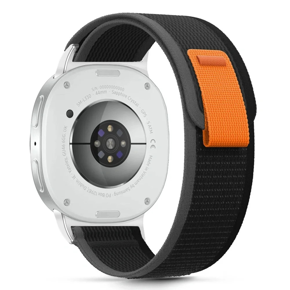 Tech-Protect Nylon Stripe remienok na Samsung Galaxy Watch 8 / Classic (40/44/46mm), black/orange (40/44/46mm), black/orange