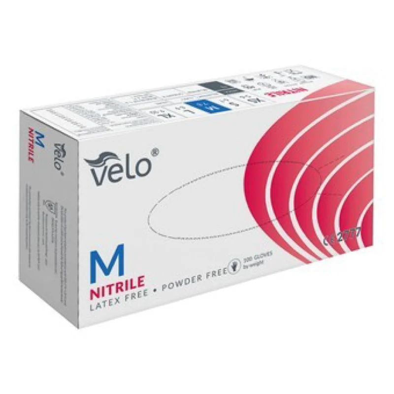 VELO NITRILE BLUE M Chirurgické nitrilové rukavice bez púdru, modré, 100 ks 