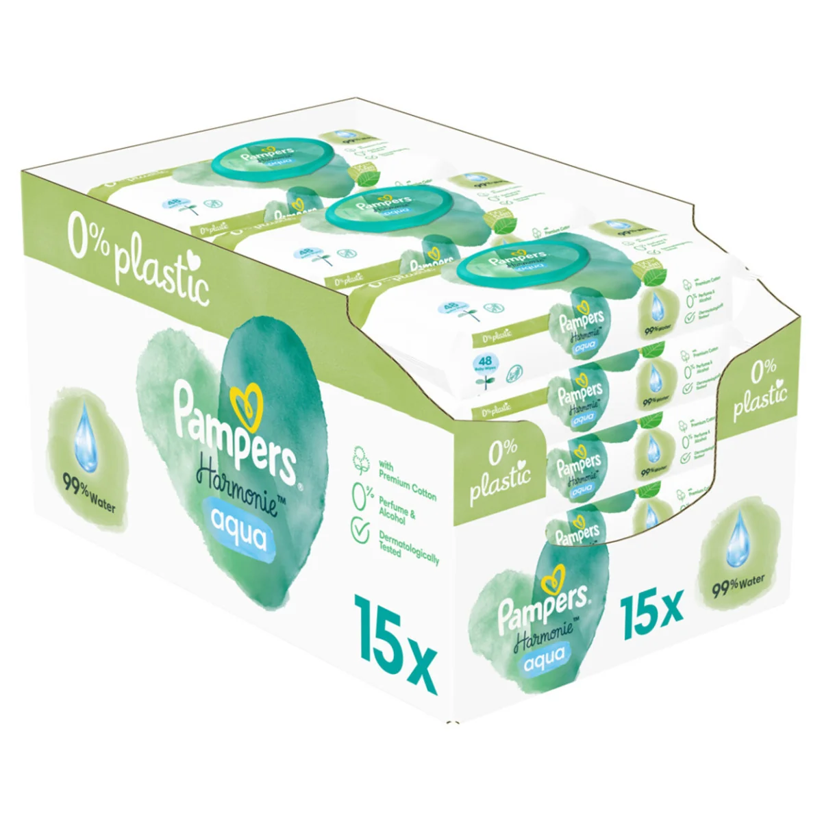 Pampers Wipes Box Harmonie Aqua 15x48ks 15×48 ks, vlhčené obrúsky