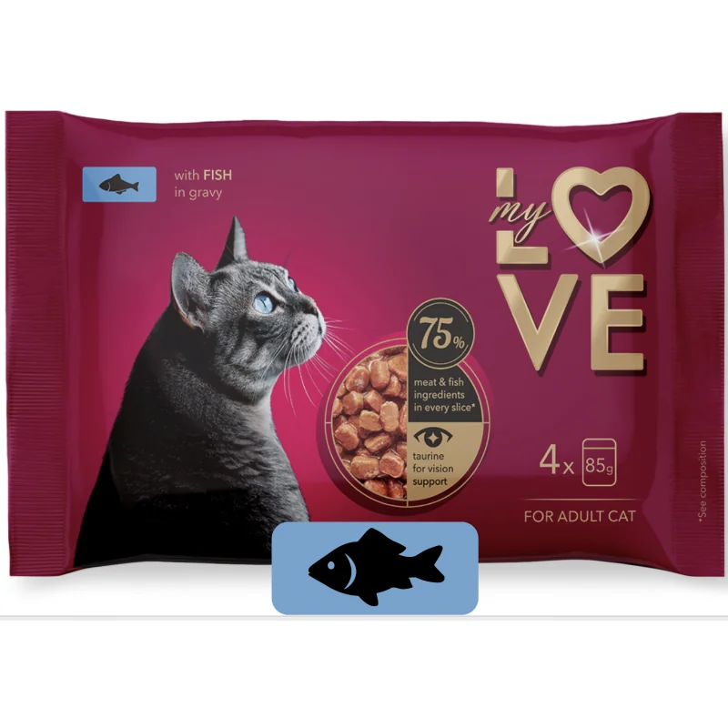 My Love SET kapsičky pre mačky s rybou v jemnej omáčke 4 x 85 g (2428)