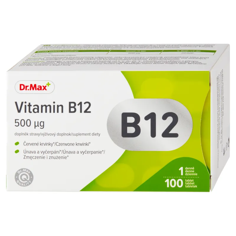 Dr.Max Vitamín B12 500 µg 1×100 tbl, výživový doplnok