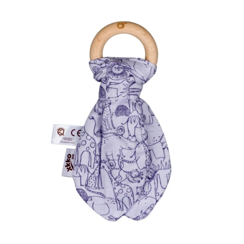 XKKO BMB Safari drevené hryzátko Lístky - Lavender Aura
