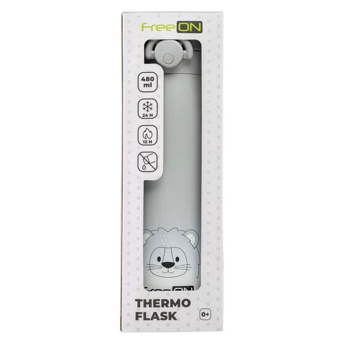 Termofľaša 480ml FreeeON - sivý levík