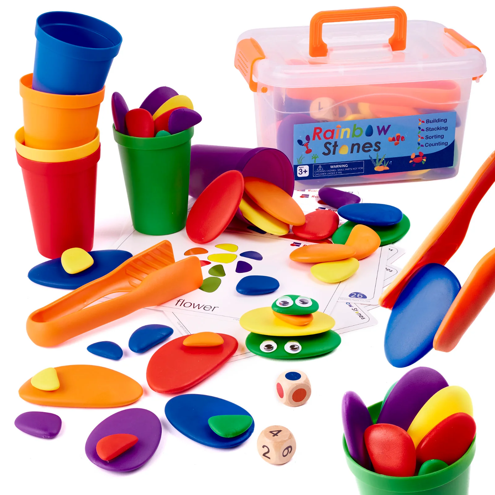 Kreatívne Farebné Kamienky Montessori Puzzle - Montessori Puzzle s Kreatívnymi Farebnými Kamienkami