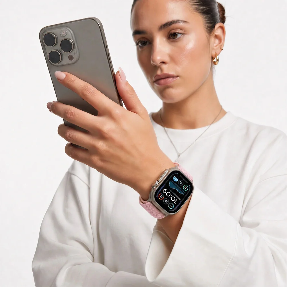 Tech-Protect Nylon Sport remienok na Apple Watch (44 / 45 / 46 / 49mm), pink