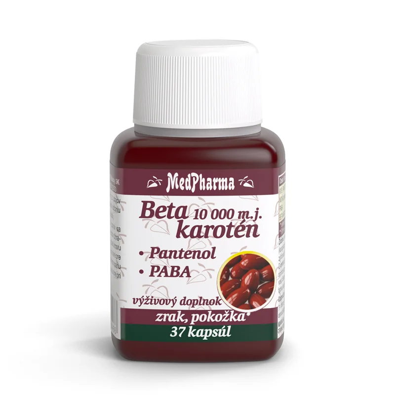 MedPharma BETAKAROTÉN 10 000 m.j.+Pantenol +PABA 1×37 cps, výživový doplnok