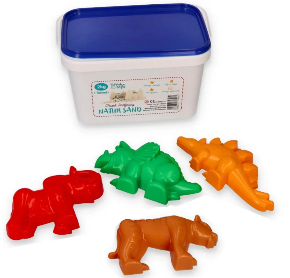 Kinetický piesok - prírodný - 2kg + formičky Dinosaury zadarmo 