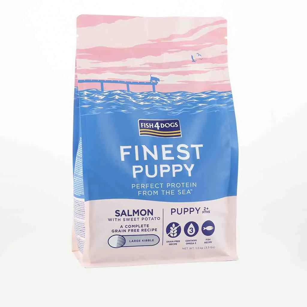 FISH4DOGS Granule veľké pre šteniatka Finest losos so sladkými zemiakmi 6 kg, 2m+ 1×6000 g, granule pre šteniatka