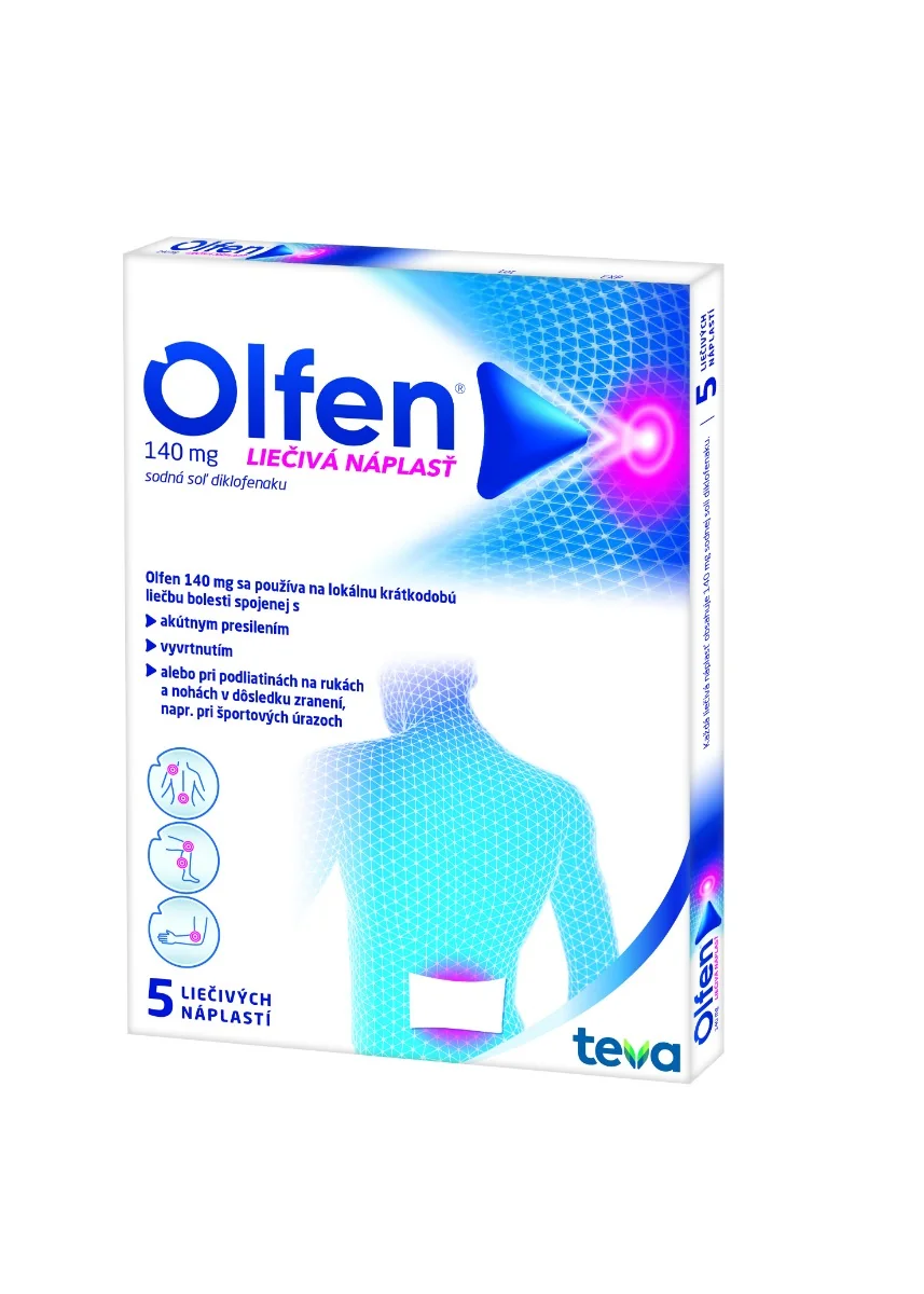 Olfen 140 mg (Diclobene) 1×5 ks, liečivé náplaste