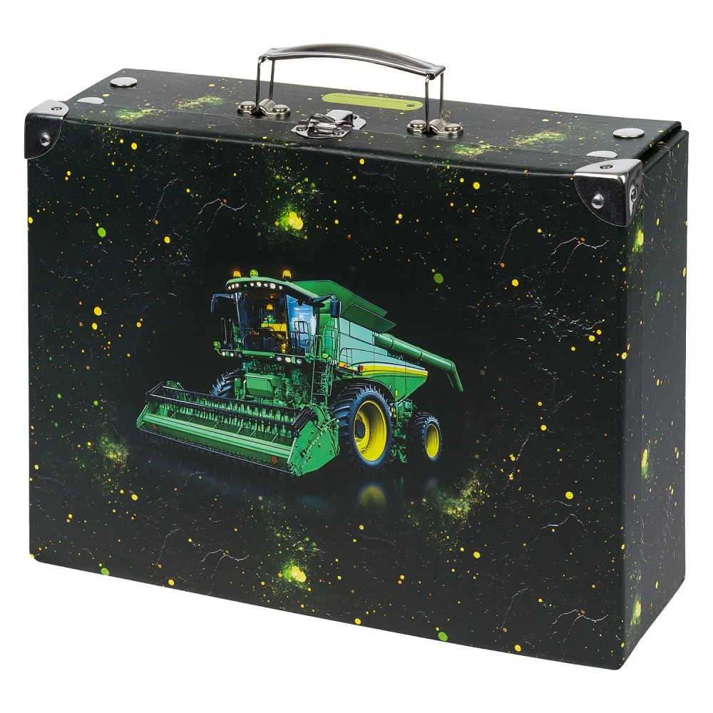 Skladací školský kufrík Traktor s kovaním 35 cm, zelený