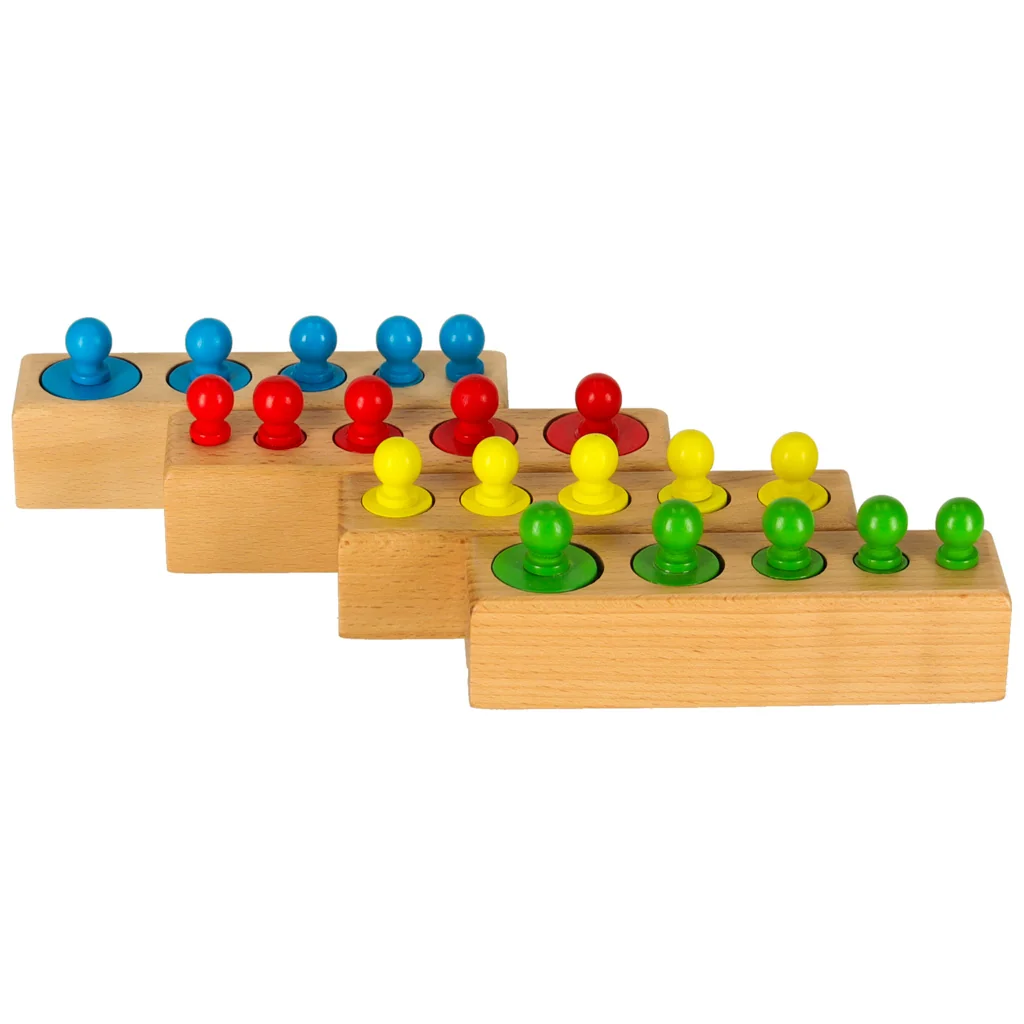 Montessori hra, vzdelávacie farebné drevené valčeky, 20 dielov