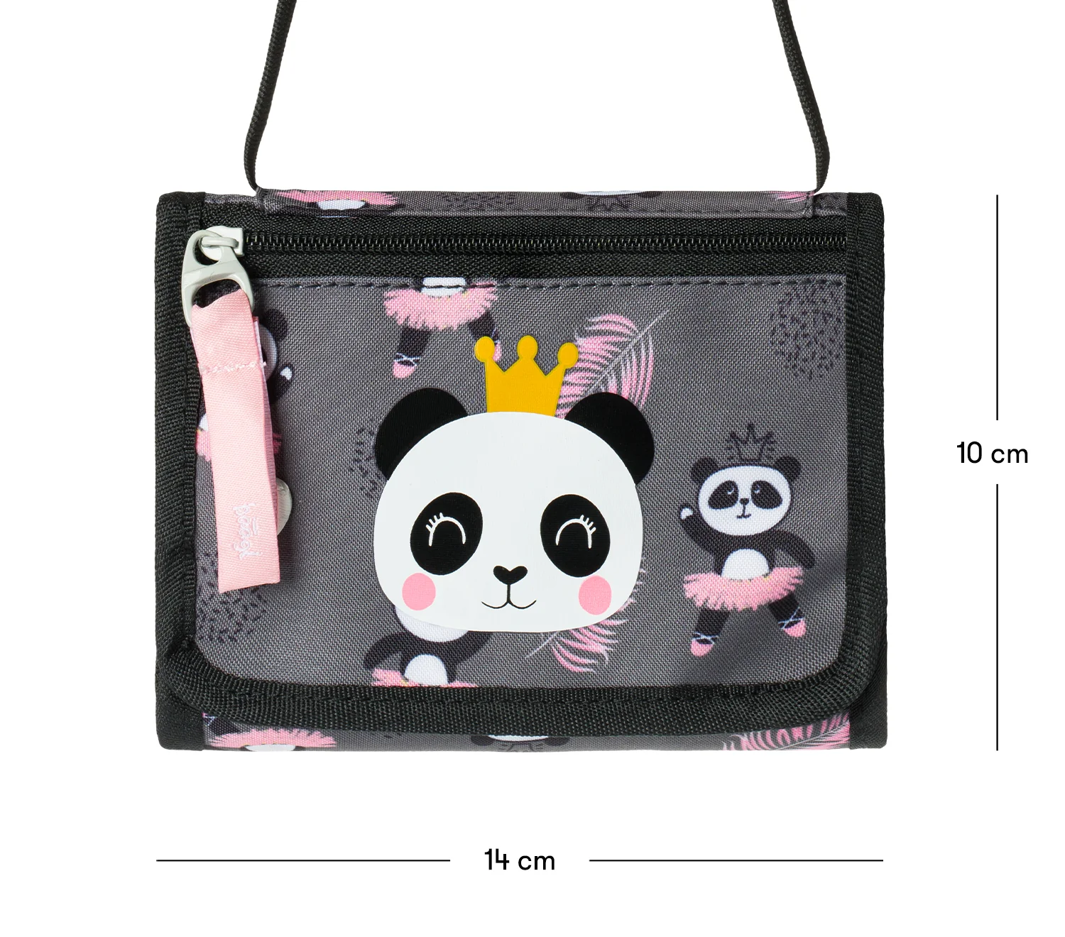 Detská peňaženka na krk s motívom pandy čiernobiela design