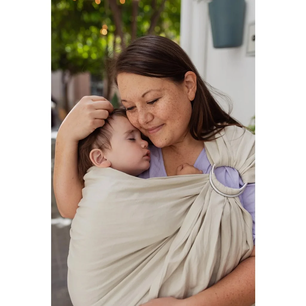 Boba Ring Sling detský nosič/šatka z ľanu a bambusu, béžová