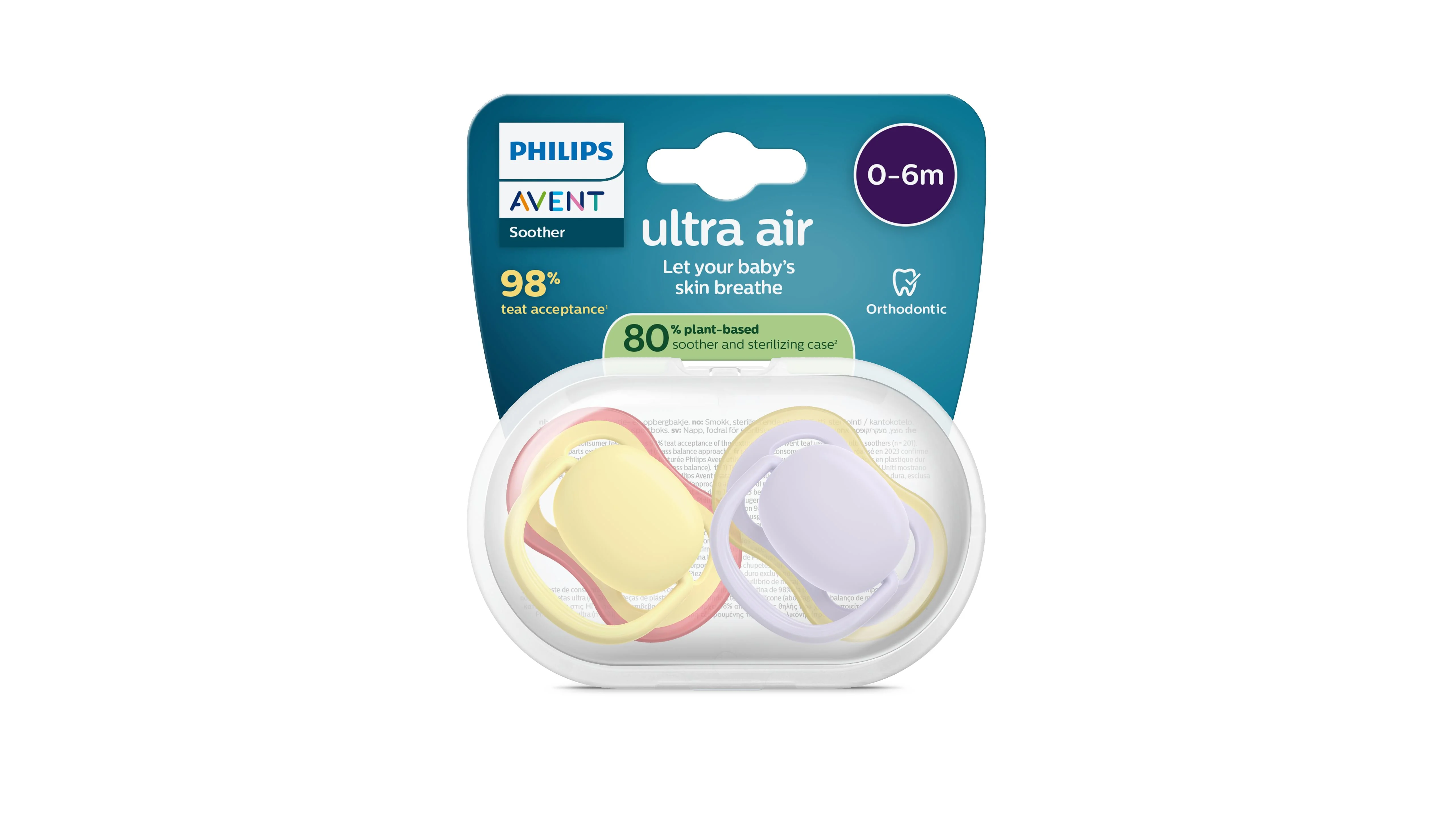 Philips AVENT - Cumlík Ultra air SCF087/03, 0-6 m, dievča, fialová/zelená 2 ks