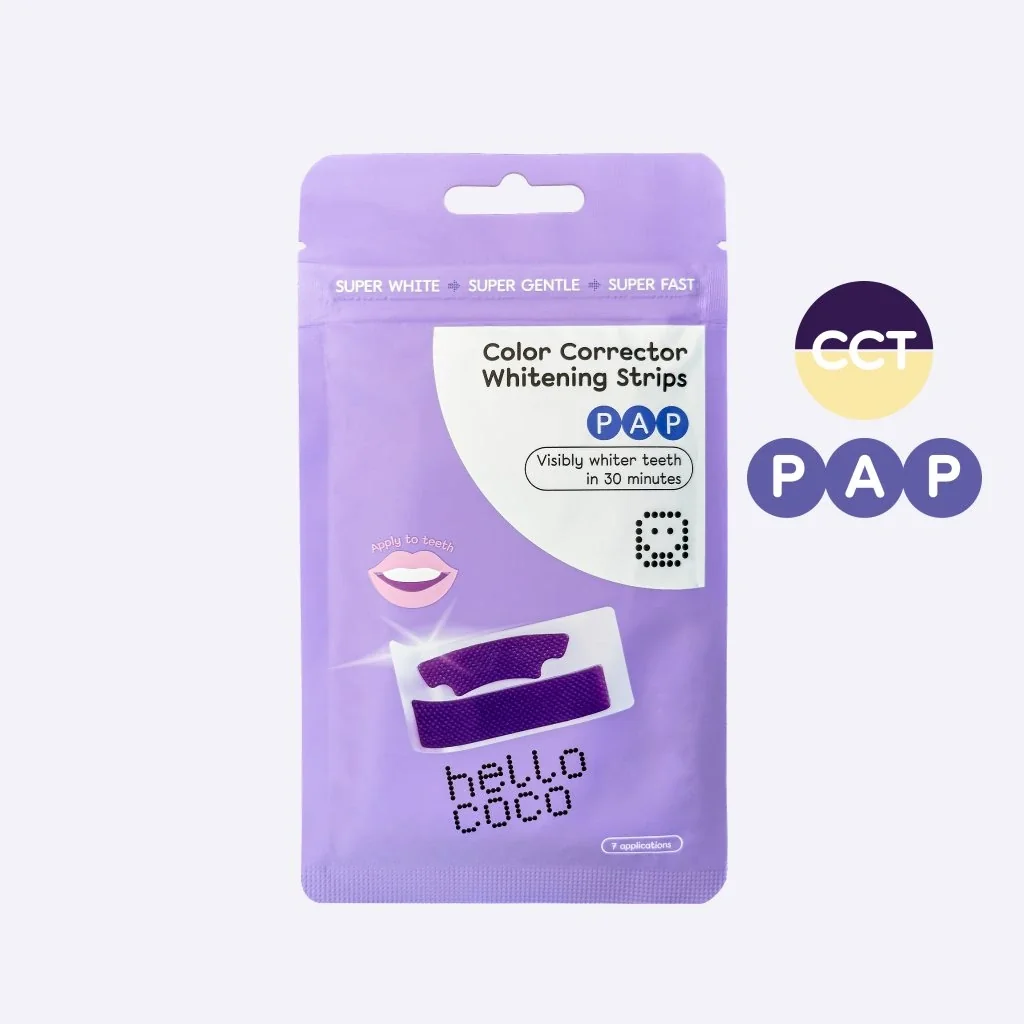 Hello coco PAP bieliace pásiky na zuby s korektorom farieb 7 ks