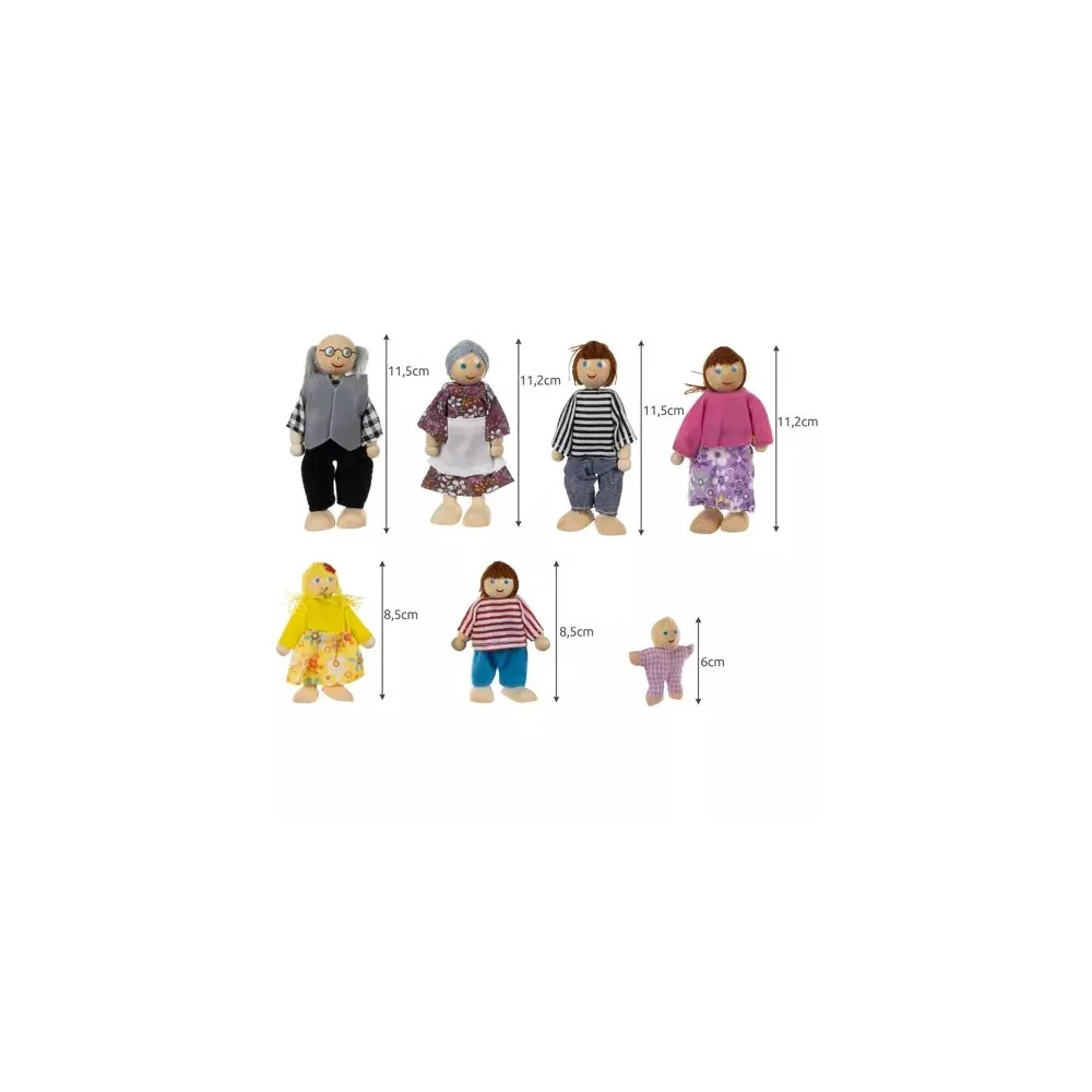 Hračka drevené miniatúrne bábiky RODINKA 7ks