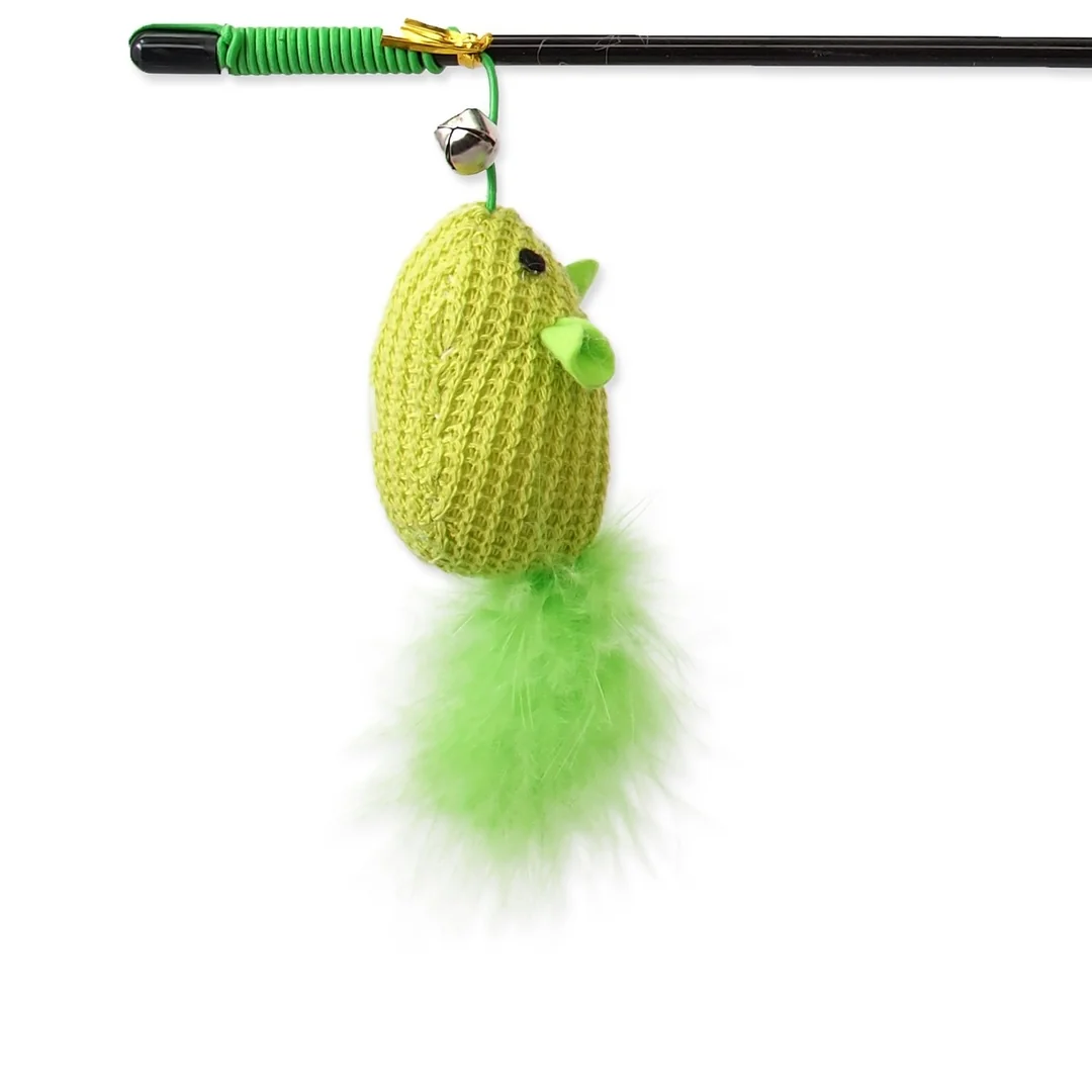 Hračka Magic Cat palička myška bavlna s catnipom 9cm+45cm 24ks