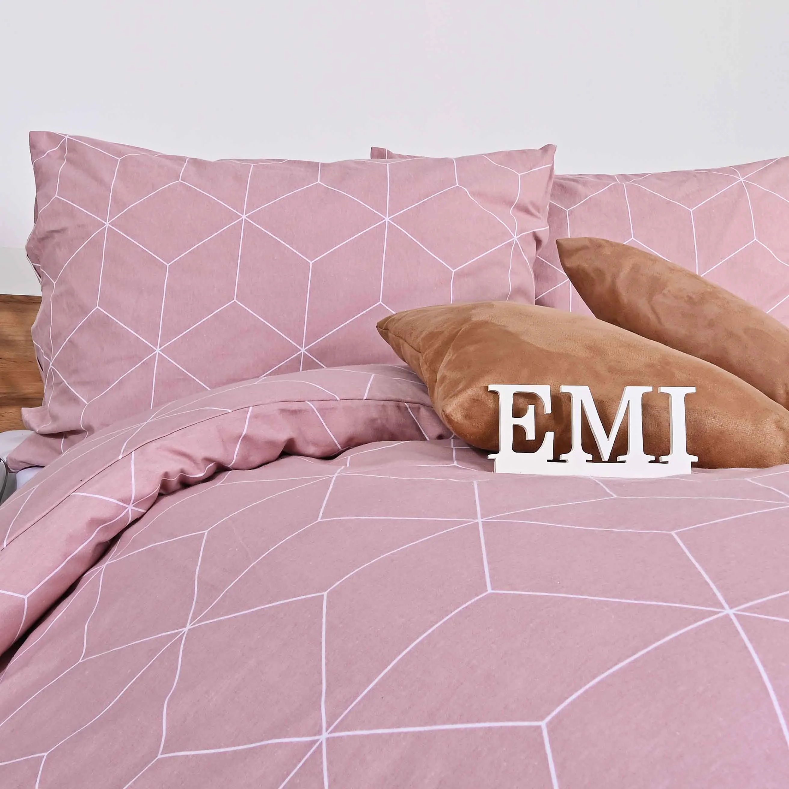 EMI Flanelové posteľné obliečky Alya rosa 140x200 cm, 70x90 cm 1×1set, posteľné obliečky