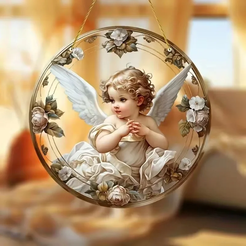 Lapač slnka - krásny anjelik v kruhovej vitráži