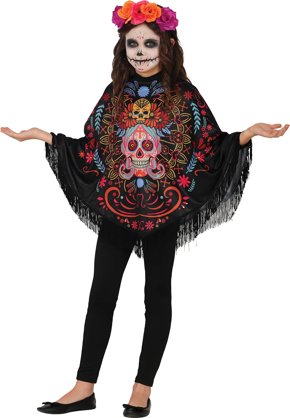 Detské pončo Day of the Dead Catrina 7-9 rokov