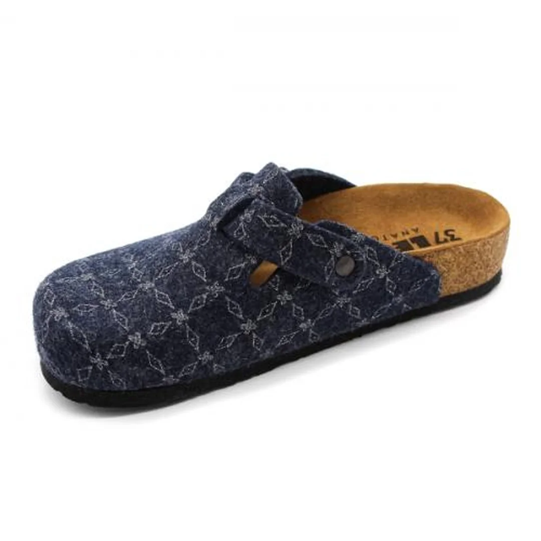 LEON 4260 Dámske zdravotné korkové teplé papuče Modré 39 - 25cm, modrá, 2,0 cm