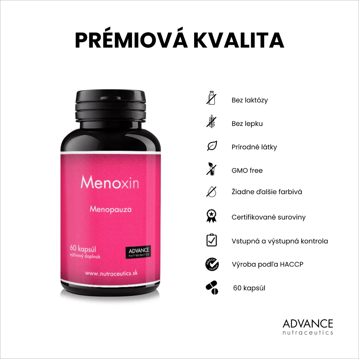 Menoxin 60 cps. – pre komfort pri menopauze 1×60 cps, výživový doplnok