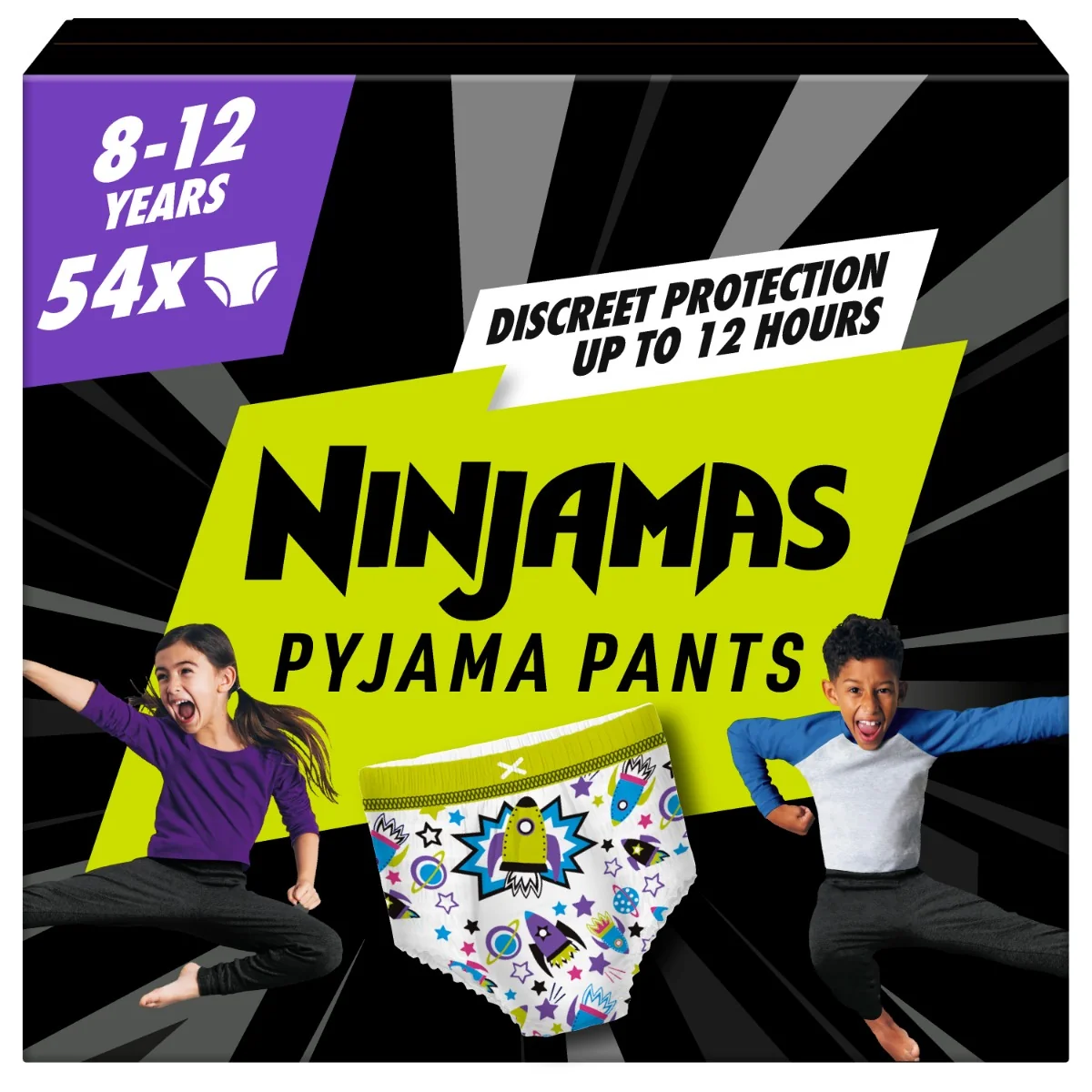 Ninjamas Pyžamové nohavičky Vesmírne lode, 54 Pyžamových Nohavičiek, 8 Rokov, 27kg-43kg 1×54 ks, plienkové nohavičky
