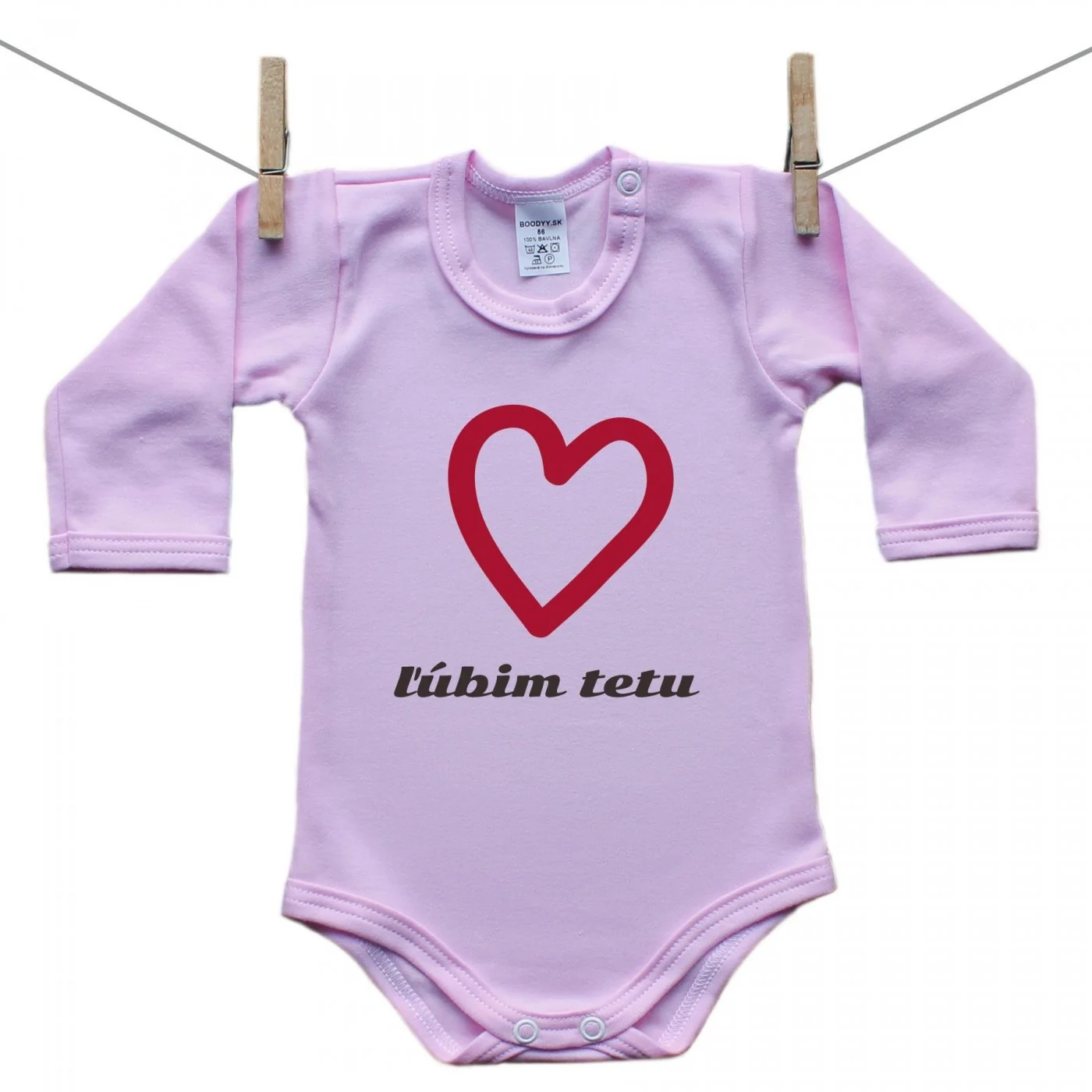 Boodyy Body s dlhým rukávom (ružové) Ľúbim tetu Veľkosť: 80