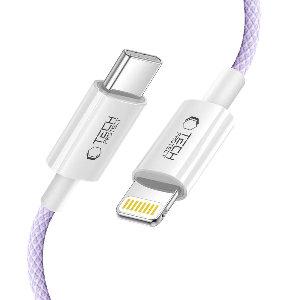 Tech-Protect Ultraboost Lite kábel USB-C / Lightning PD 27W / 3A 1m, fialový ialový
