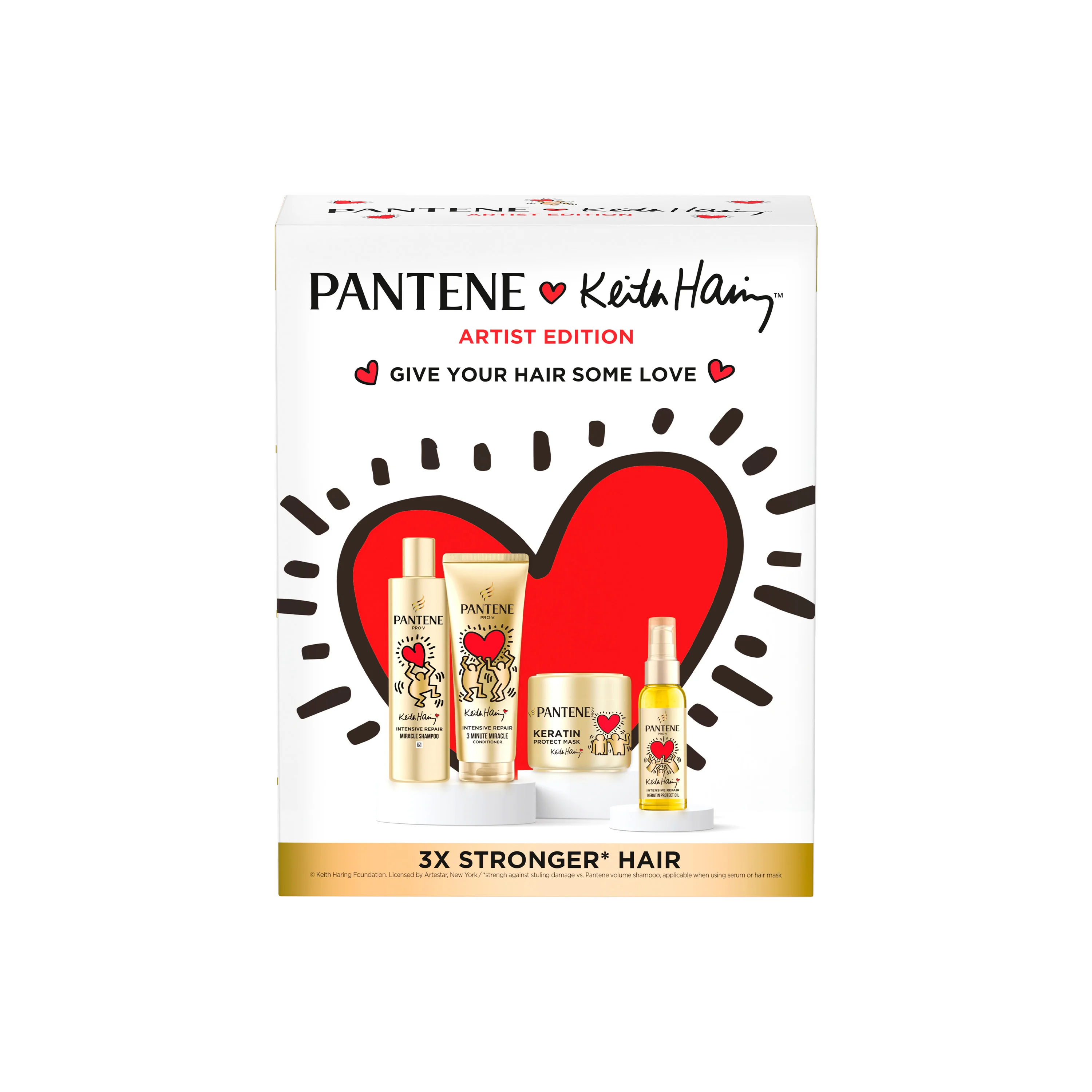 Xmass set Pantene Arist Edition Keith Haring Intensive Repair vlasový olej 100ml, maska na vlasy 300ml, šampón 250ml a kondicionér 220ml 1 set