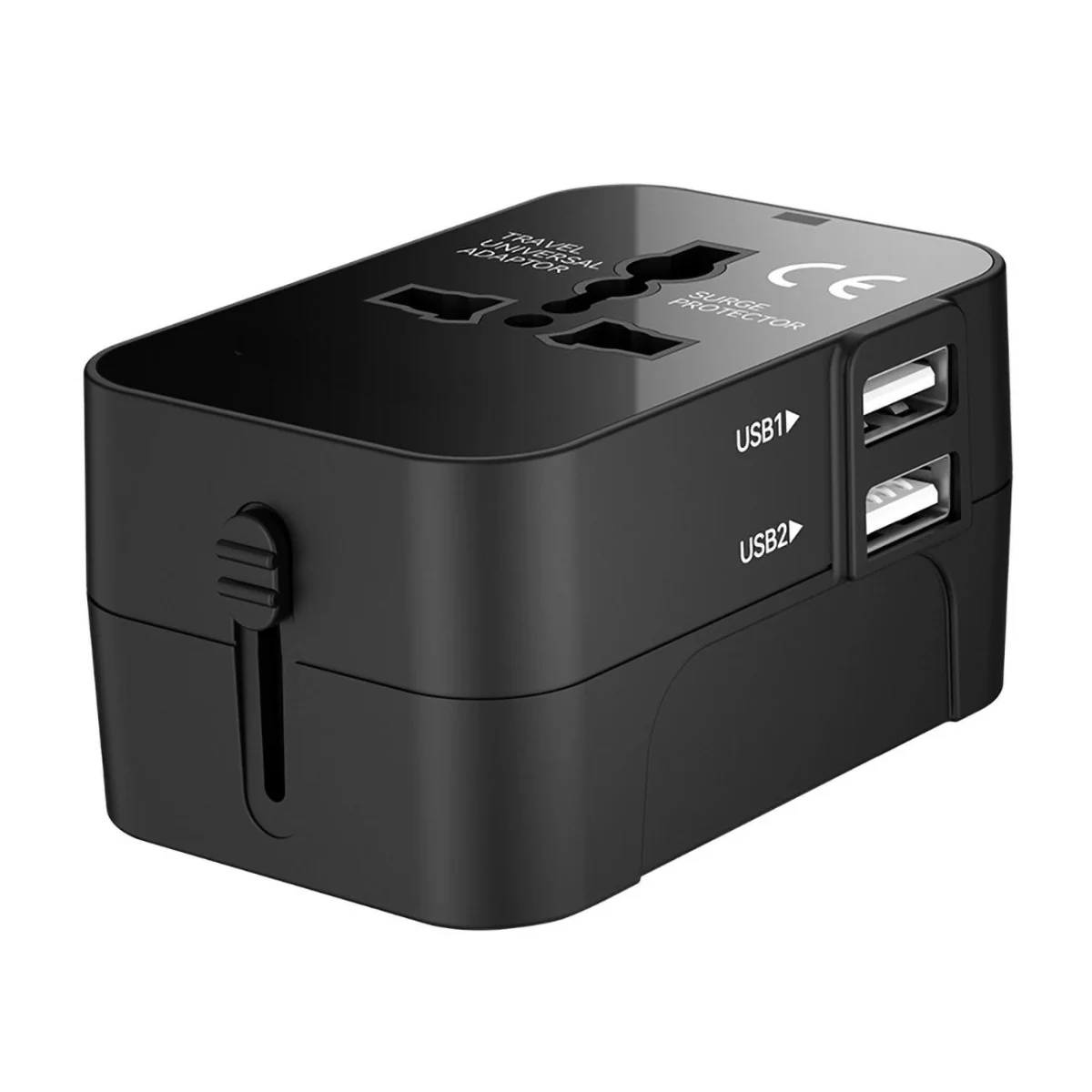 MG Travel Adapter cestovná nabíjačka EU / US / AUS / UK 2x USB 24W, či erna