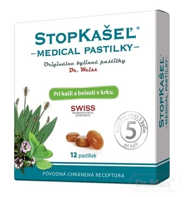 STOPKAŠEĽ Medical pastilky Dr. Weiss 1×12 ks, bylinné pastilky